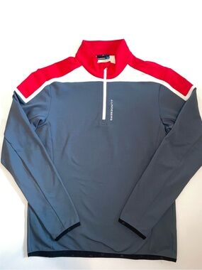 J.Lindeberg Kinball Blocked T-Neck Golf Midlayer Pullover 1/4 Zip XXL